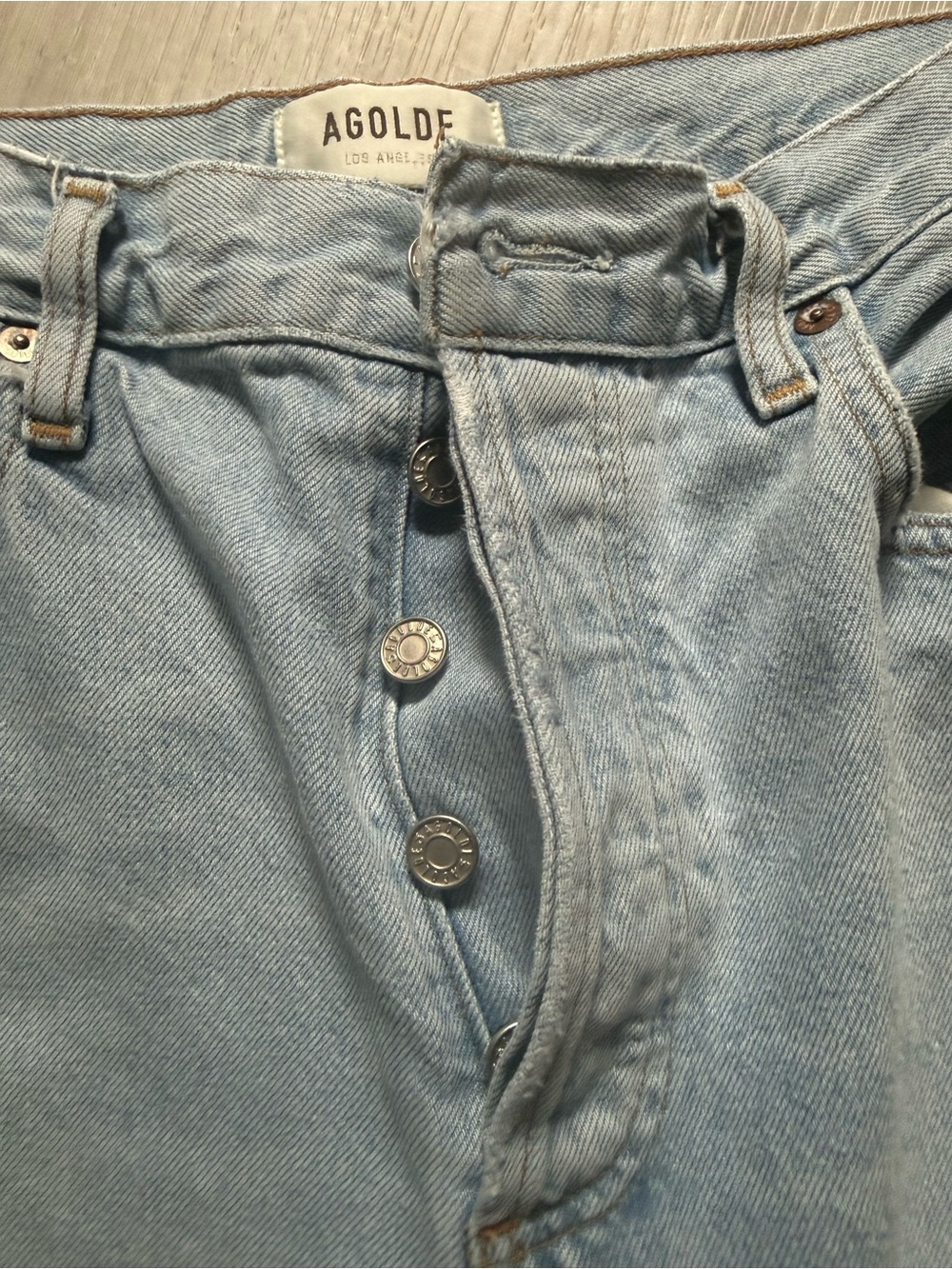 Agolde Light Blue High-Rise Wide Leg Cropped Jeans - Picture 3 of 7